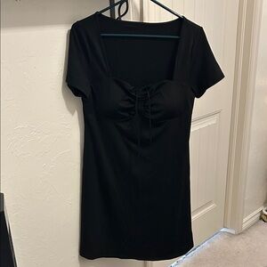 Elegant Black Short Sleeve Dress